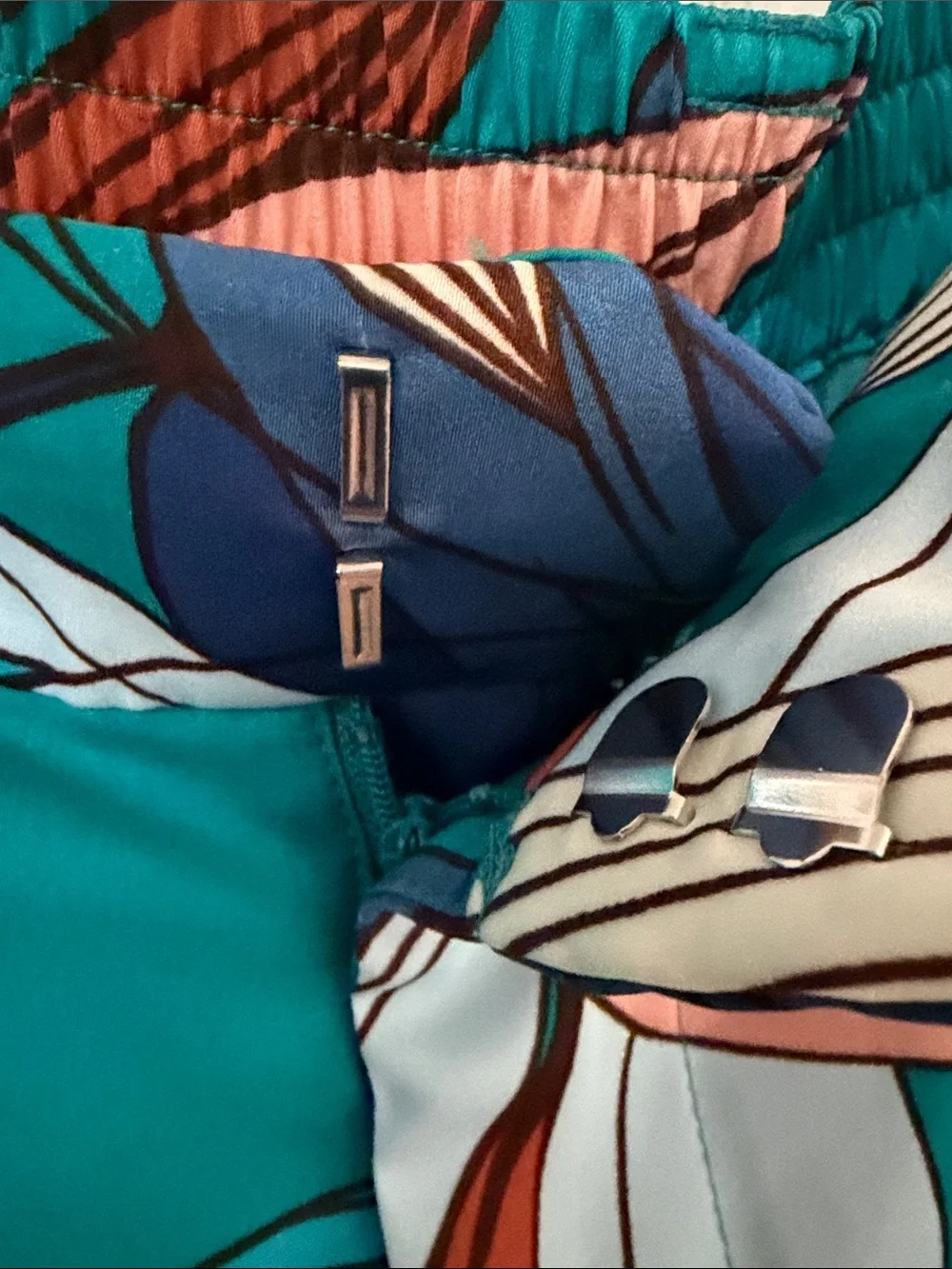 Nine West Teal Floral Wide-Leg Pants
